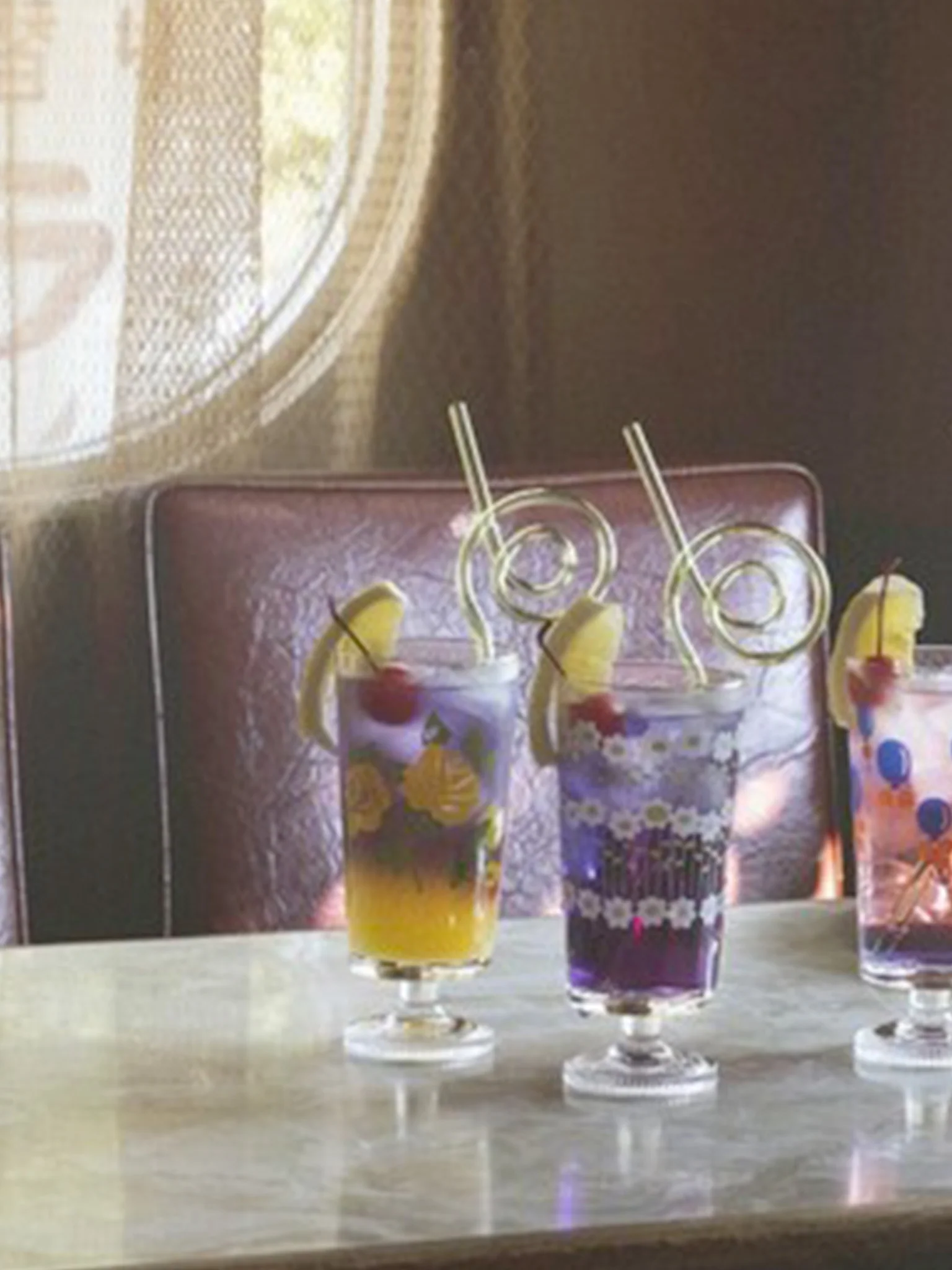Aderia Retro Glass Tumbler with Stem - Rose - Image 3