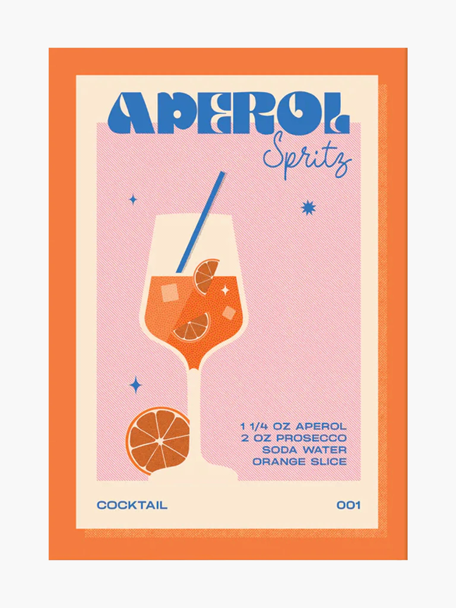 Aperol Spritz Print - Orange & Pink (A3)