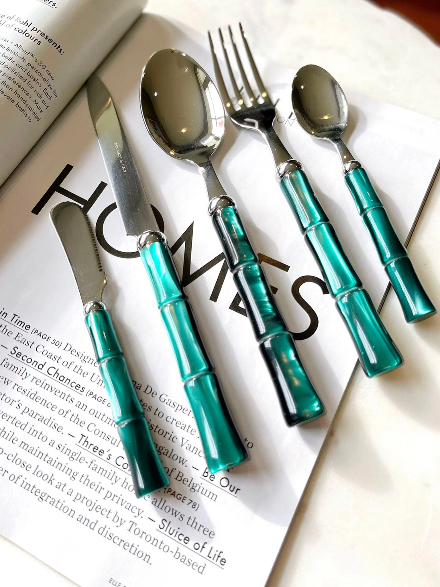 Rivadossi Bamboo Cutlery - Teal Green - Image 2