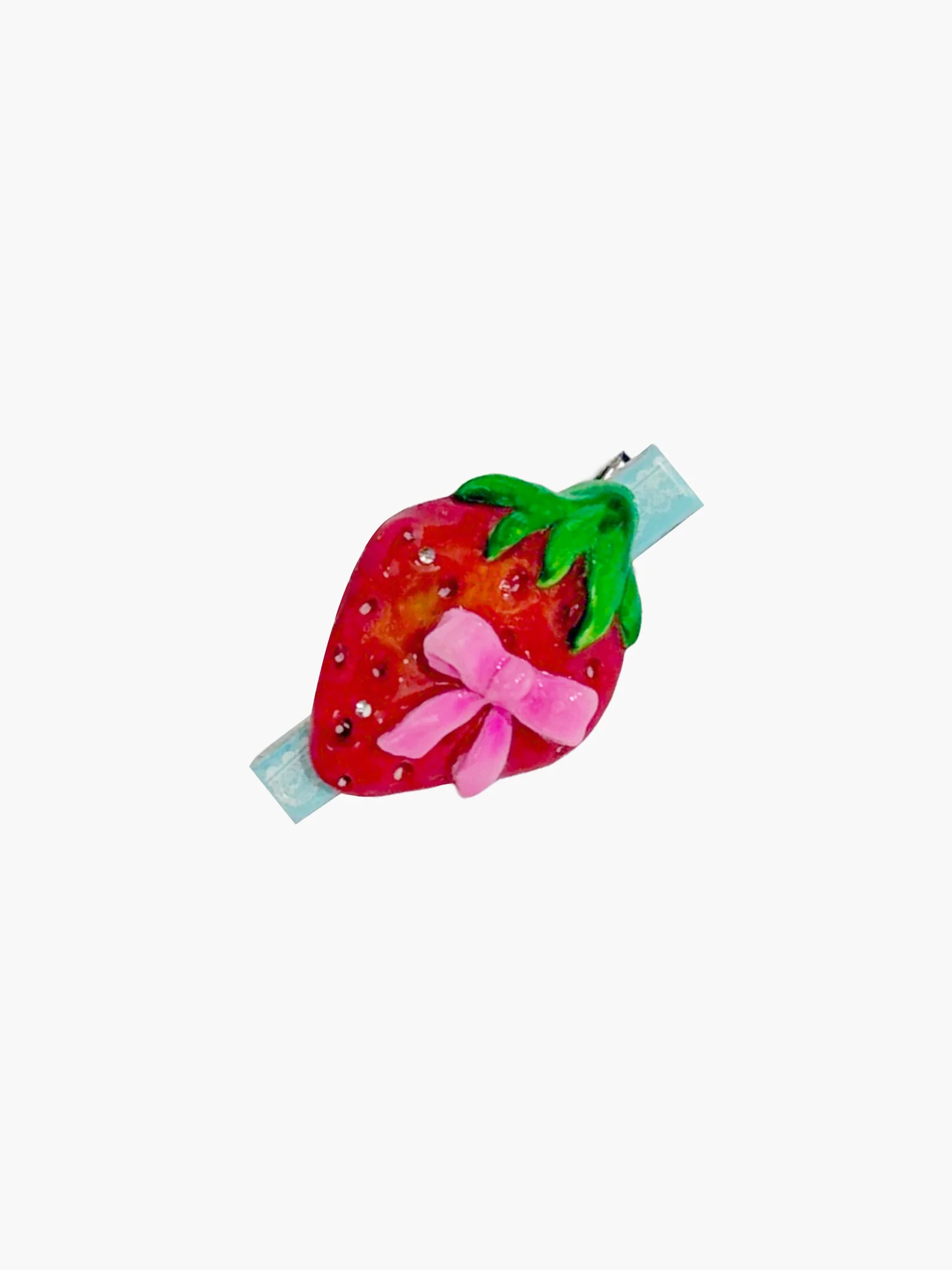 Big Strawberry With Bow Clip