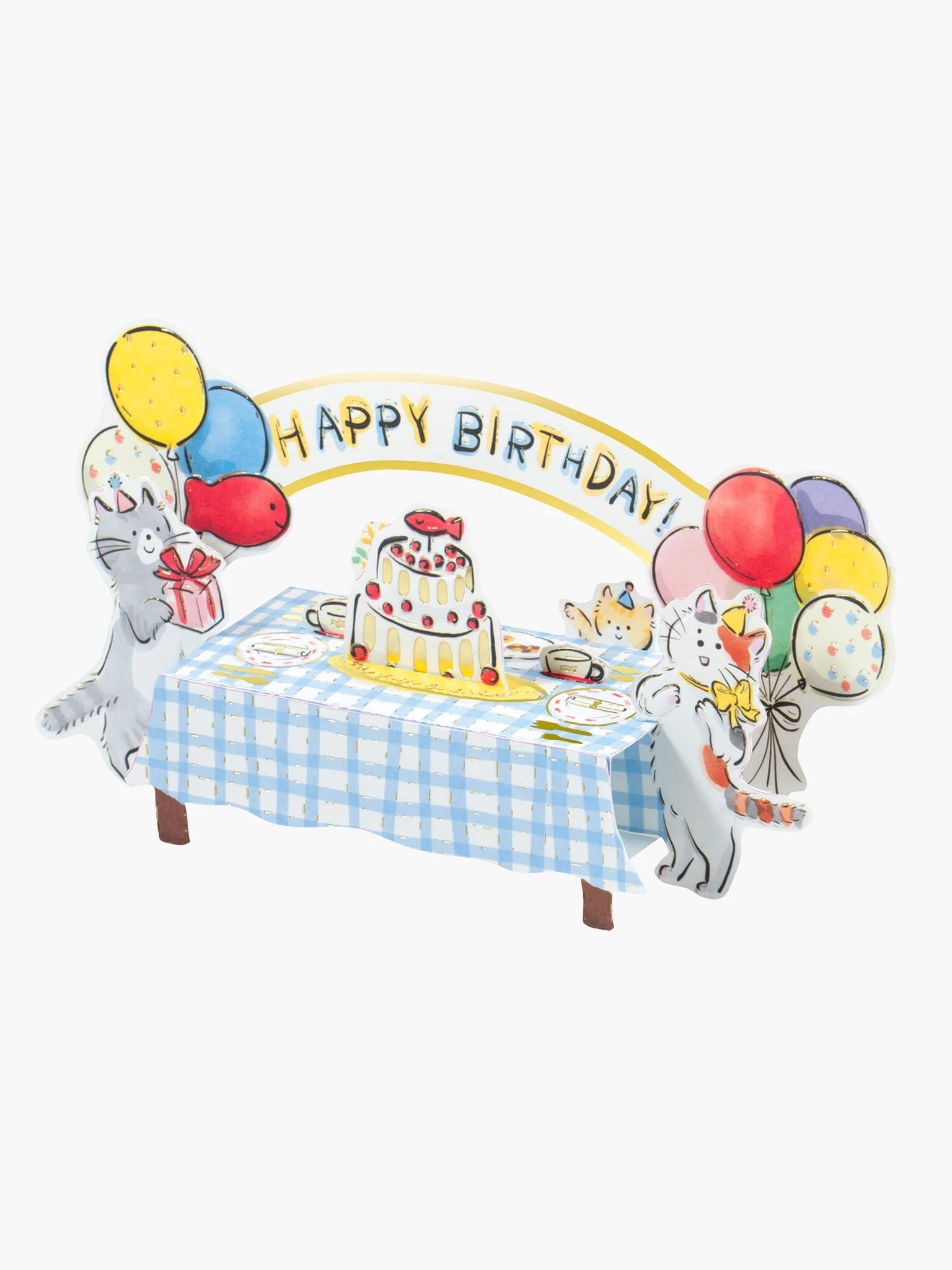 Birthday Table Pop-Up Card - Cats