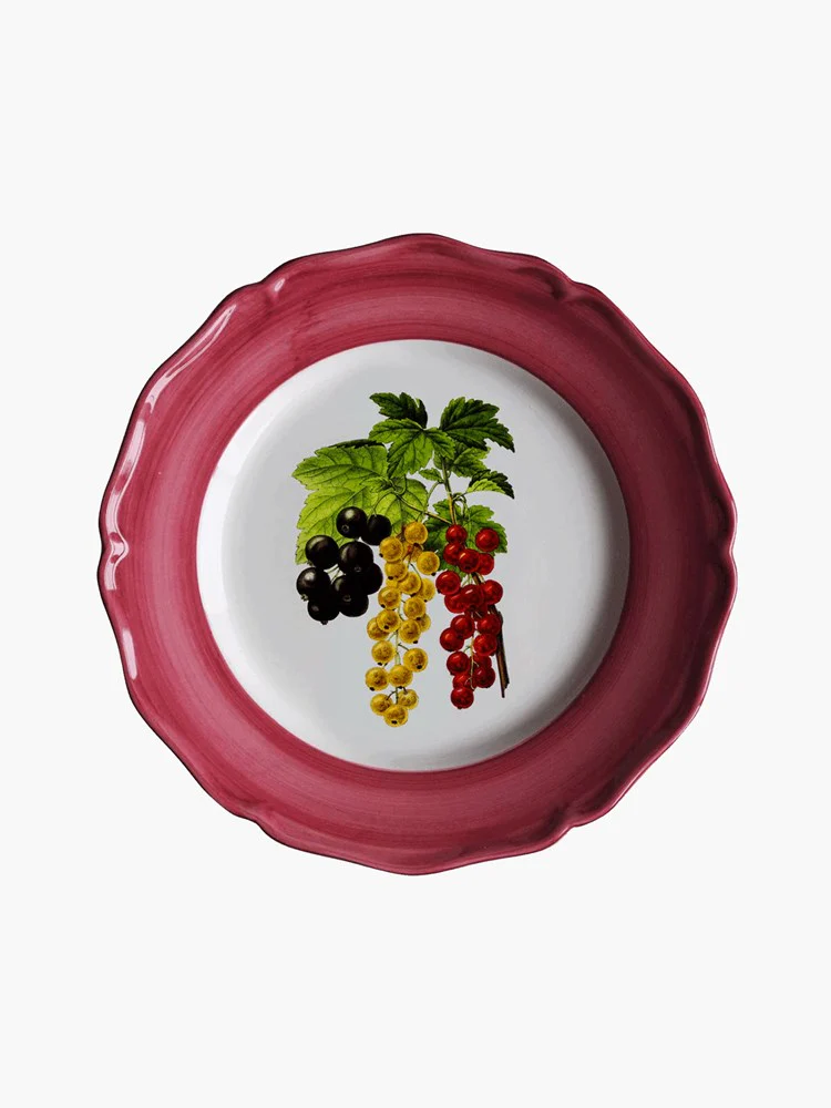 Botanicals Plate - Grapes on Burgundy (21cm)