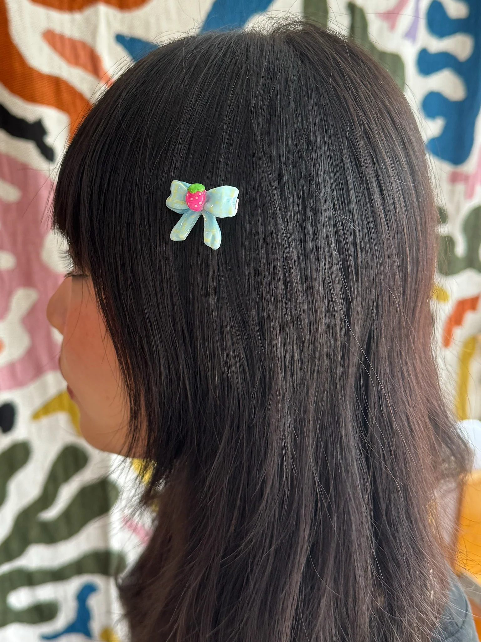 Bow With Little Strawberry Clip - Image 2