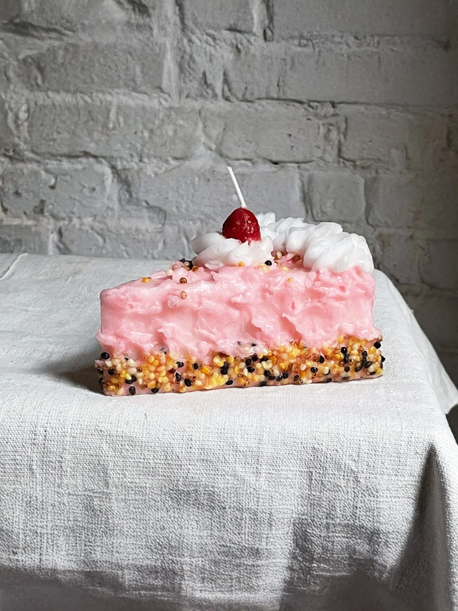 Cake Slice Candle - Strawberry Rice Crispy - Image 3