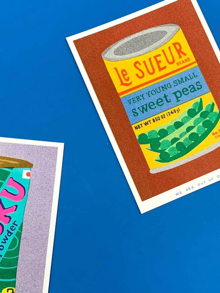 Can of Sweet Peas - Risograph Print (13x18cm) - Image 2
