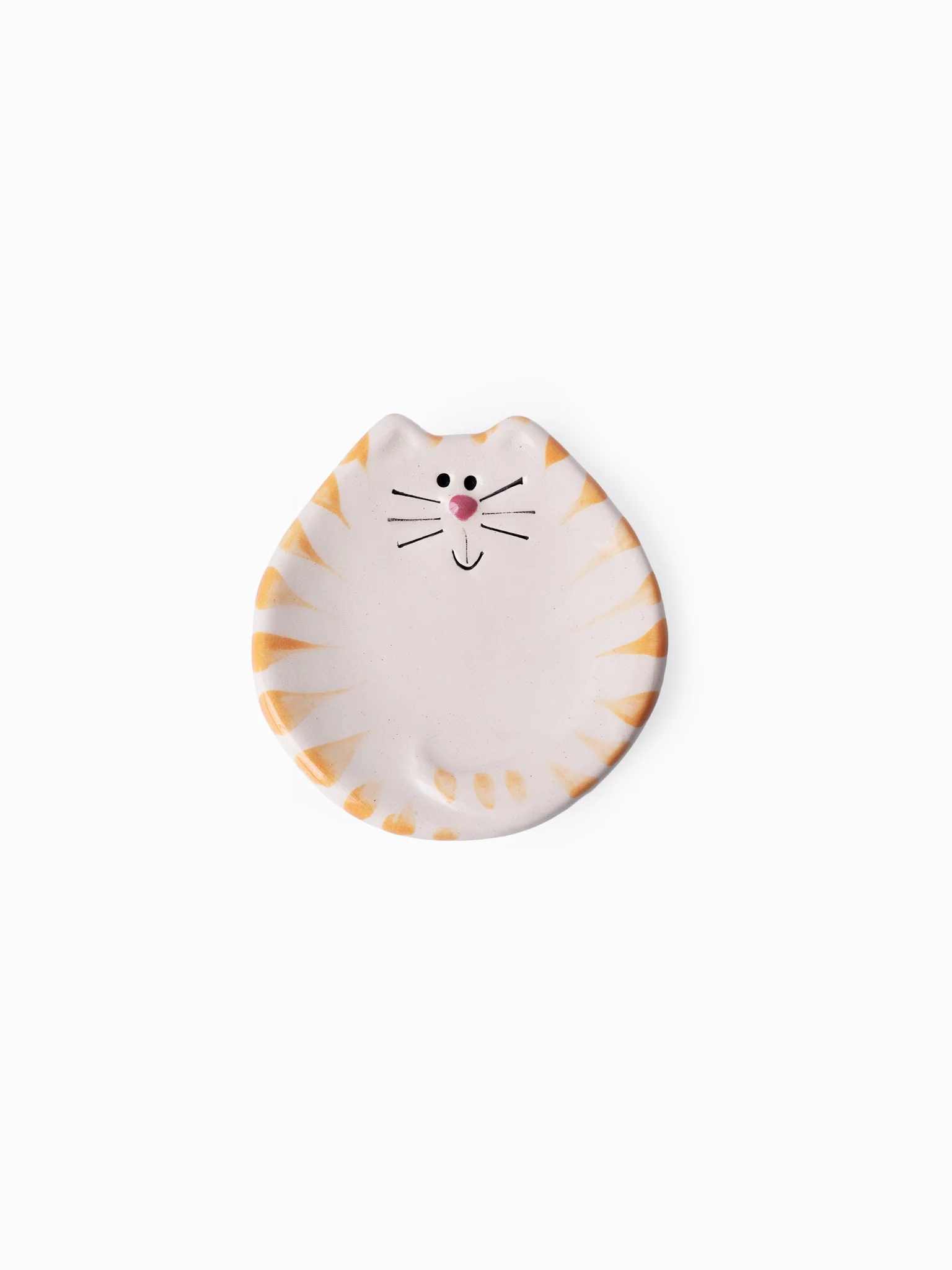 Ceramic Cat Dish - White & Ginger Tabby