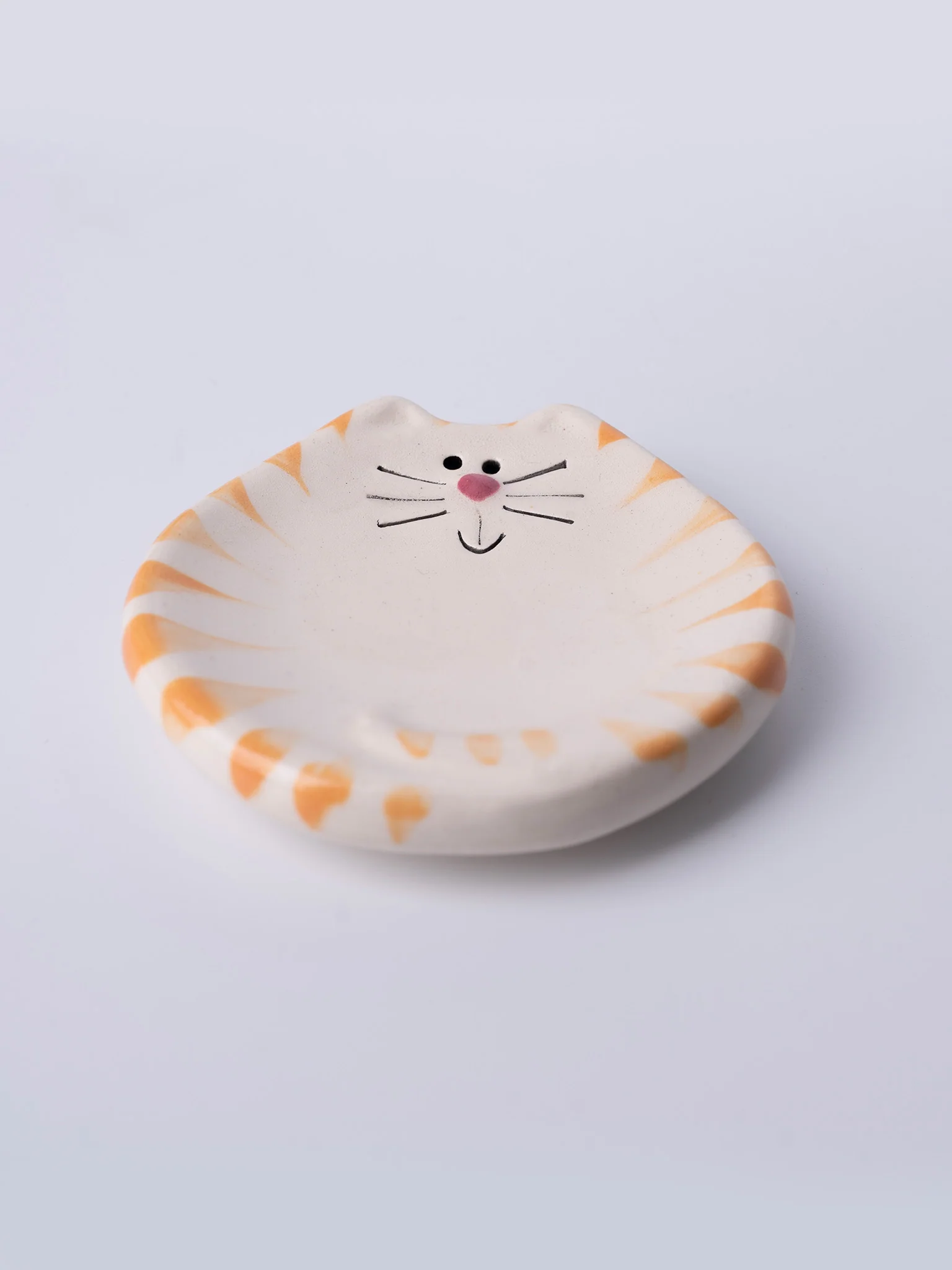 Ceramic Cat Dish - White & Ginger Tabby - Image 2