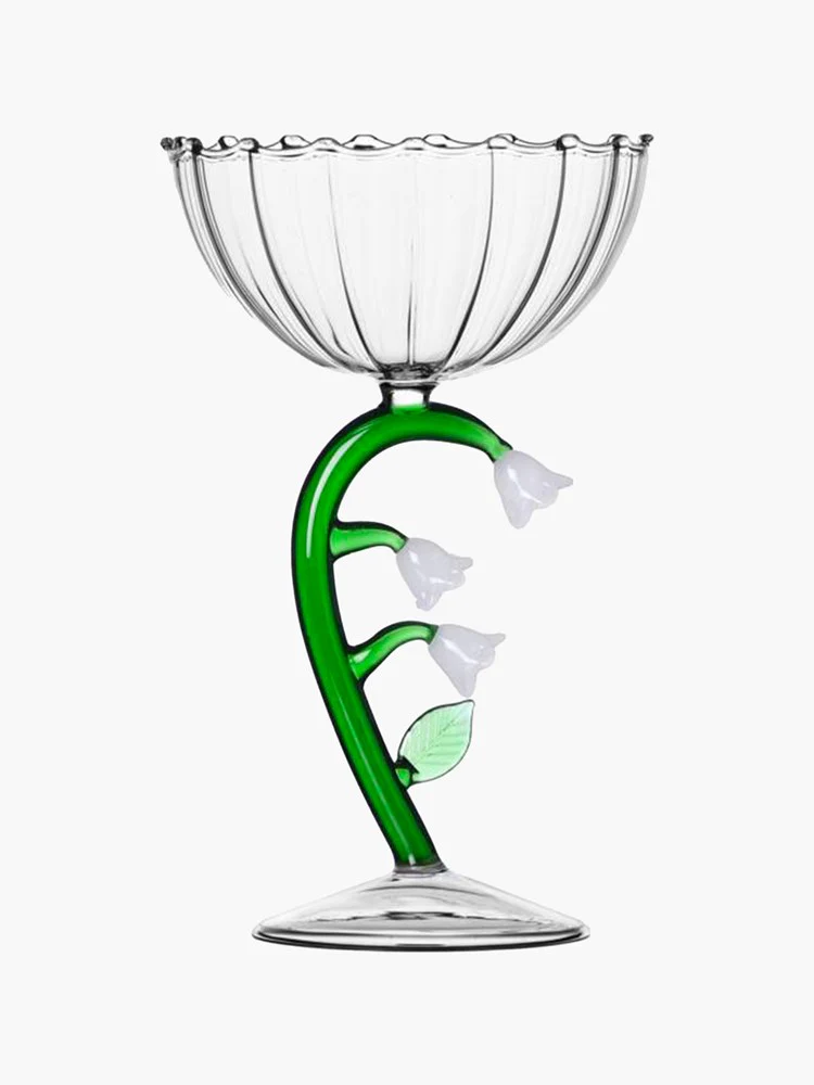 Champagne Glass - White Flower
