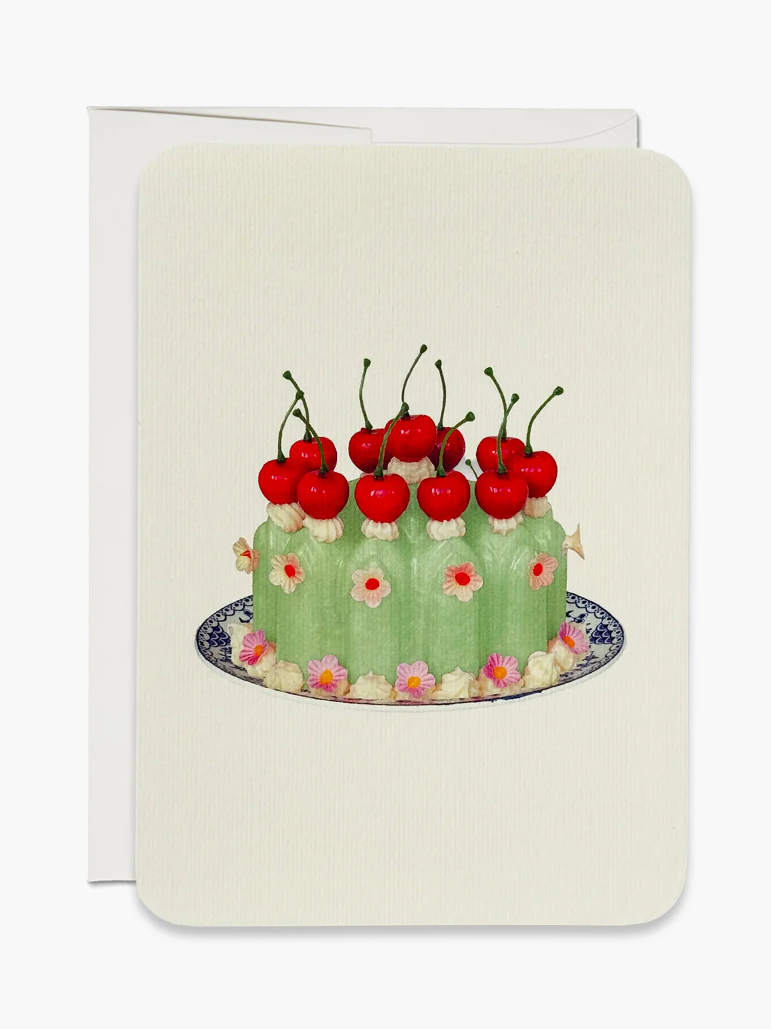 Cream Blancmange Card - Chartreuse Green