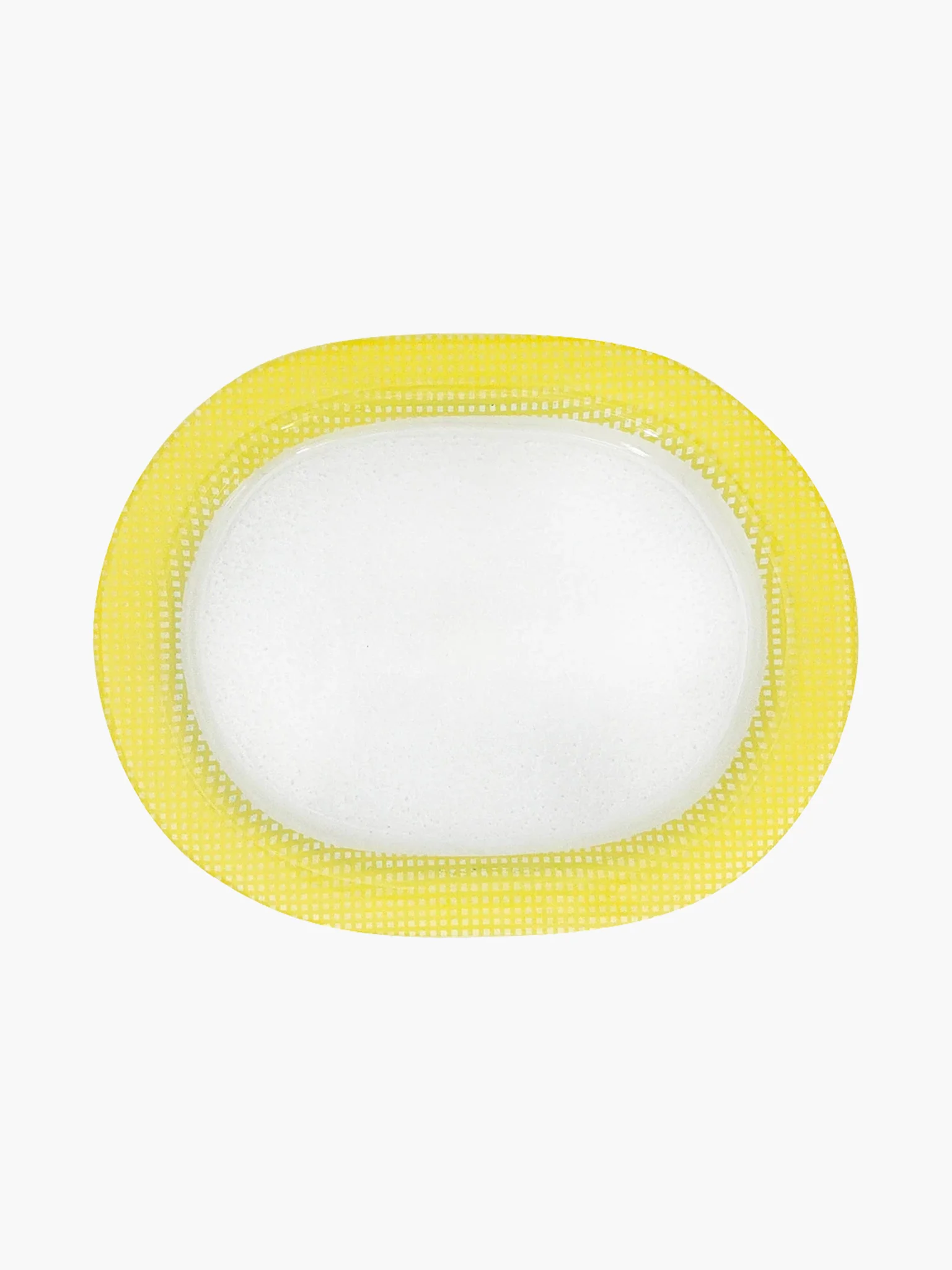 Checky Oval Plate Large (22cm) - Lemon