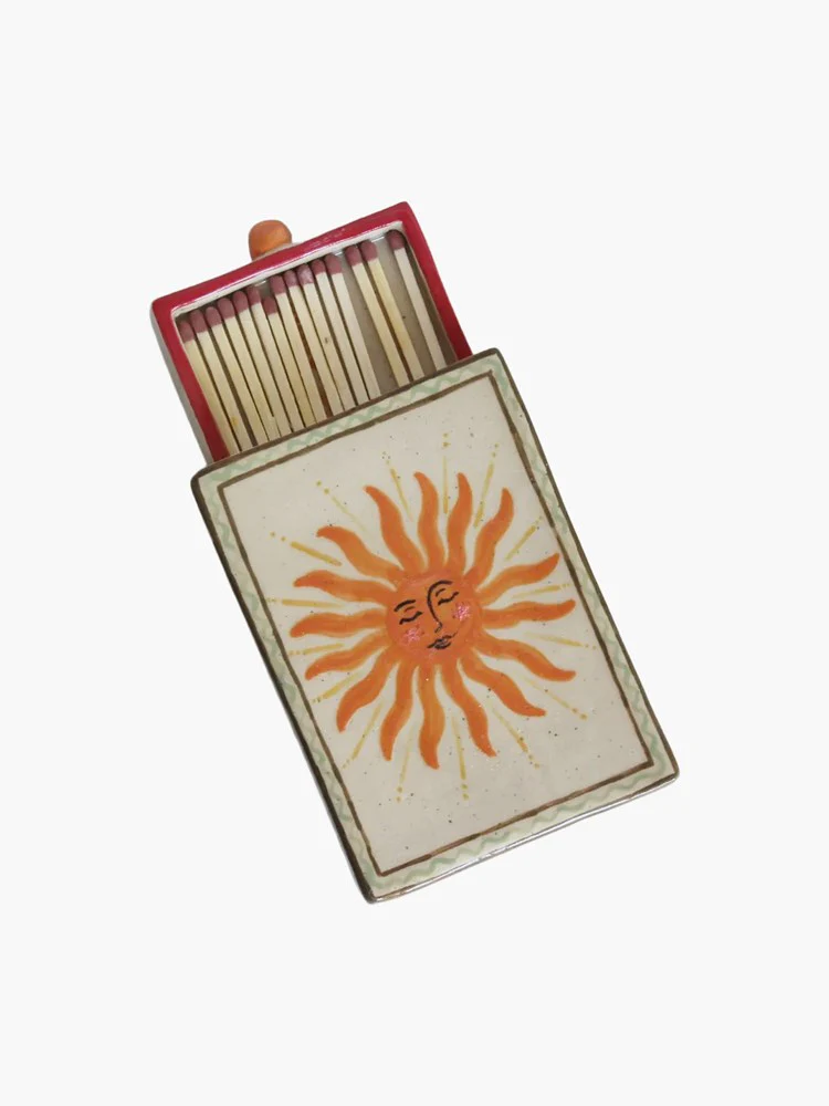 Smiling Sun Ceramic Matchbox
