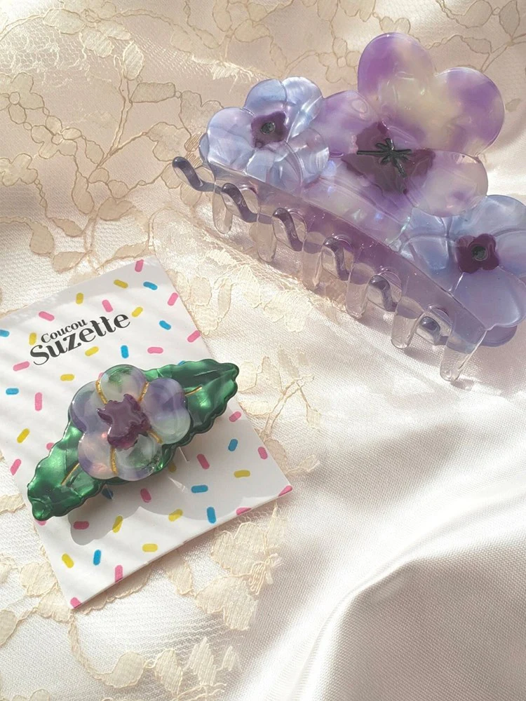 Purple Pansy Hair Clip - Image 2