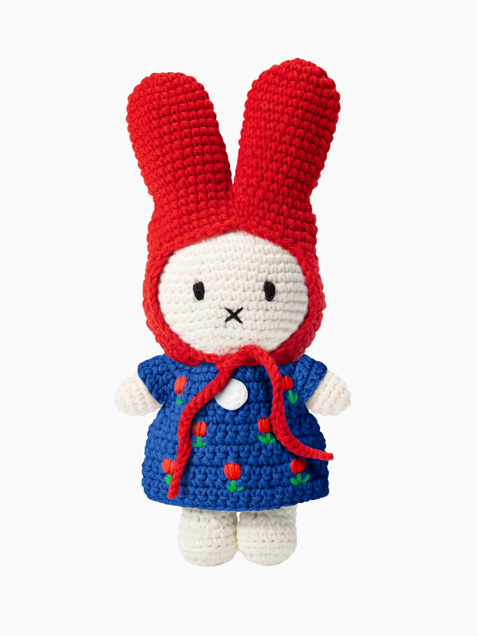 Crochet Miffy Doll - Blue Tulip Dress with Red Hat