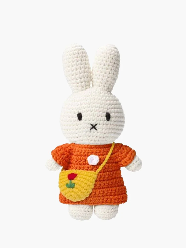 Crochet Miffy Doll - Orange Dress with Tulip Bag