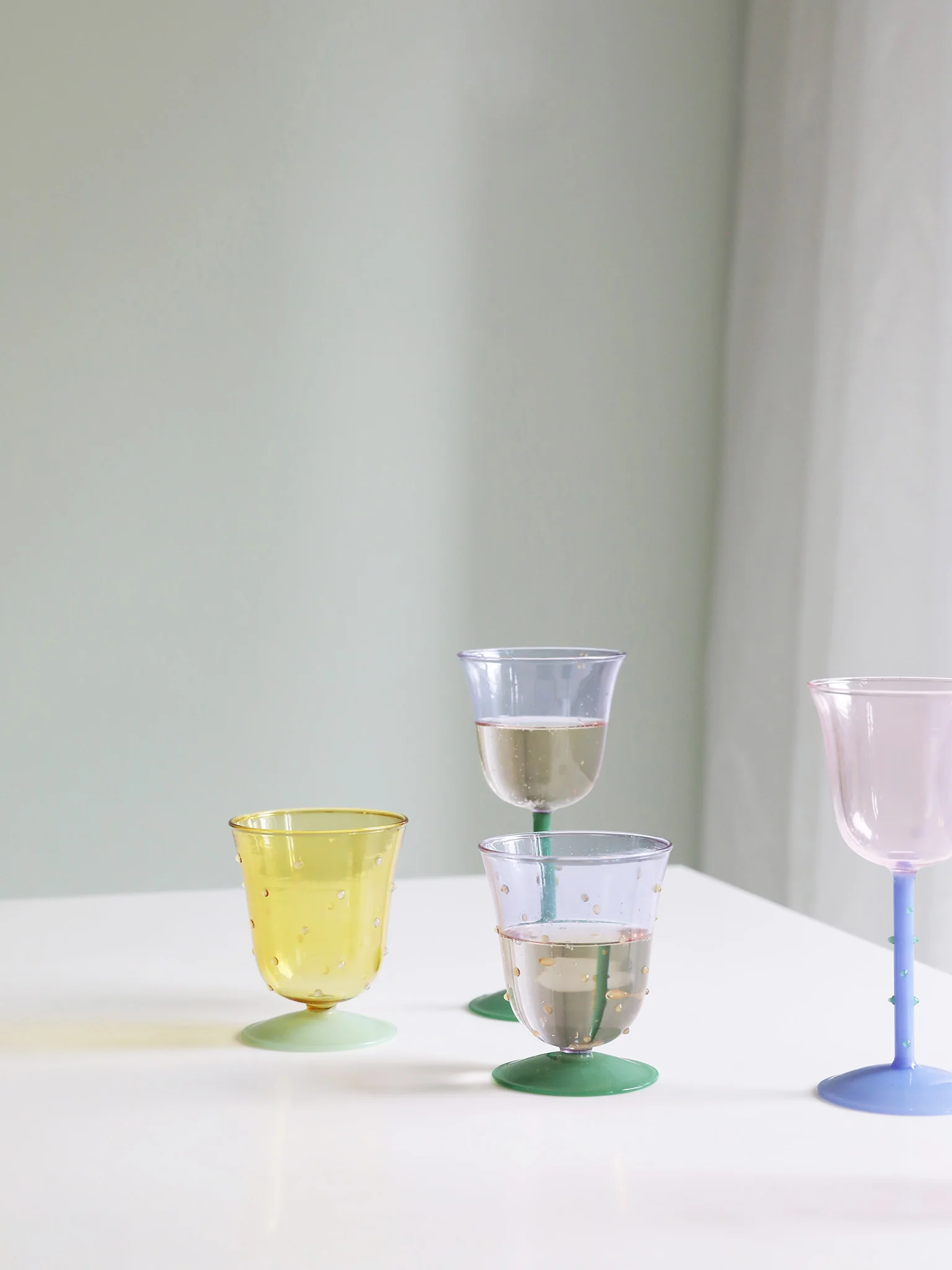 Dot Water Glasses (Set of 2) - Yellow & Green - Image 3