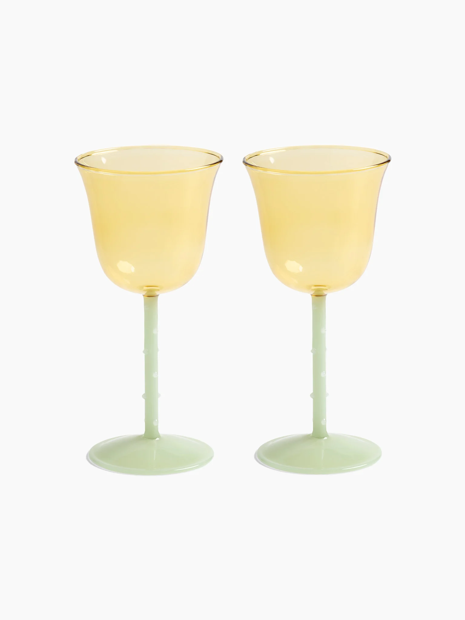 Dot Wine Glasses (Set of 2) - Yellow & Green