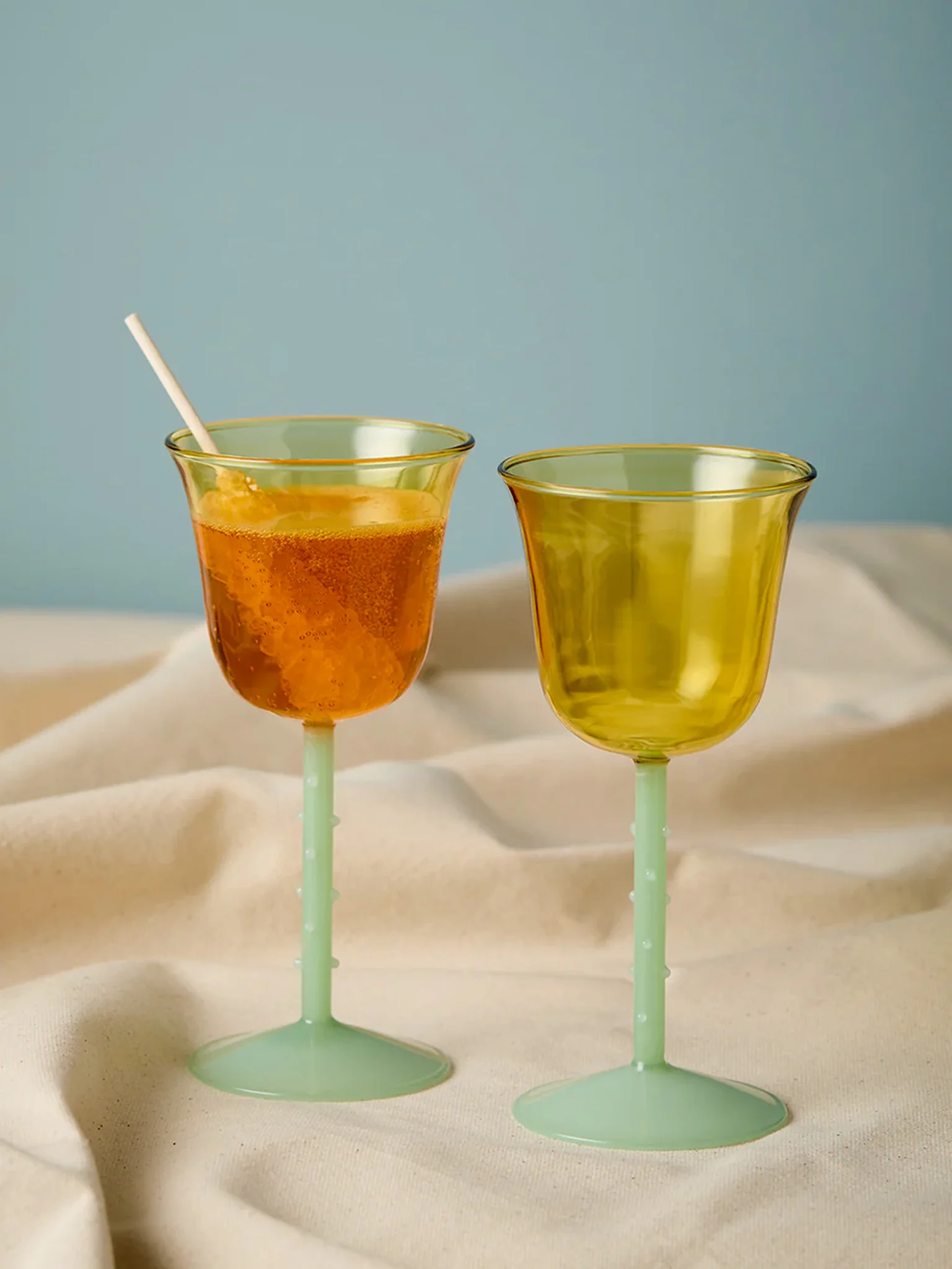 Dot Wine Glasses (Set of 2) - Yellow & Green - Image 2