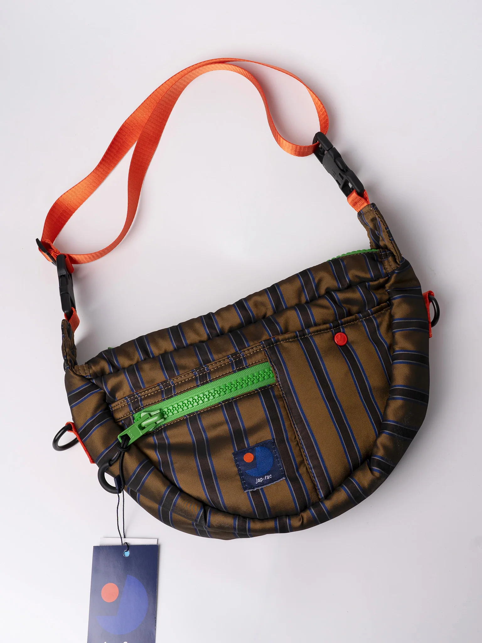 Half Moon Bag - Brown & Orange Stripe - Image 4