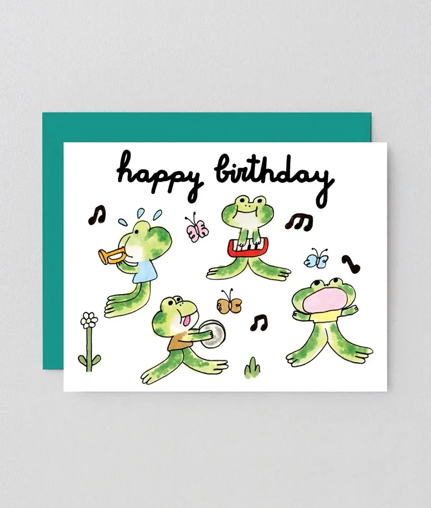 Happy Birthday Frog Band Card x Maria Ramos