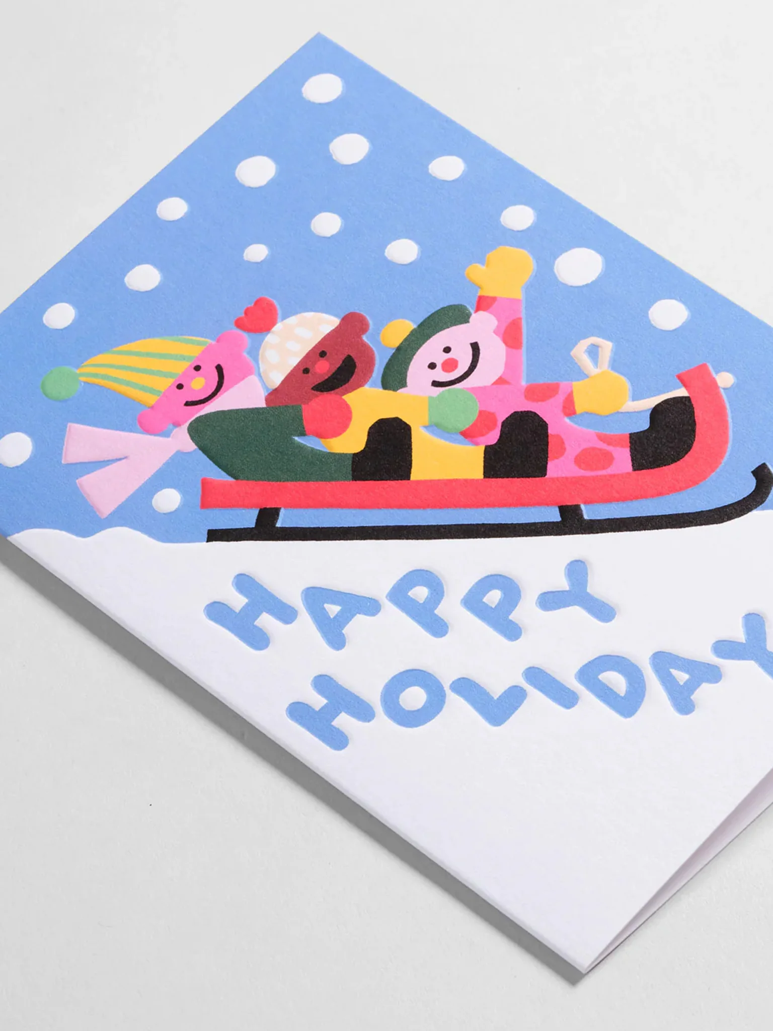 Happy Holidays Sledge Embossed Card x Cari Vander Yacht - Image 2