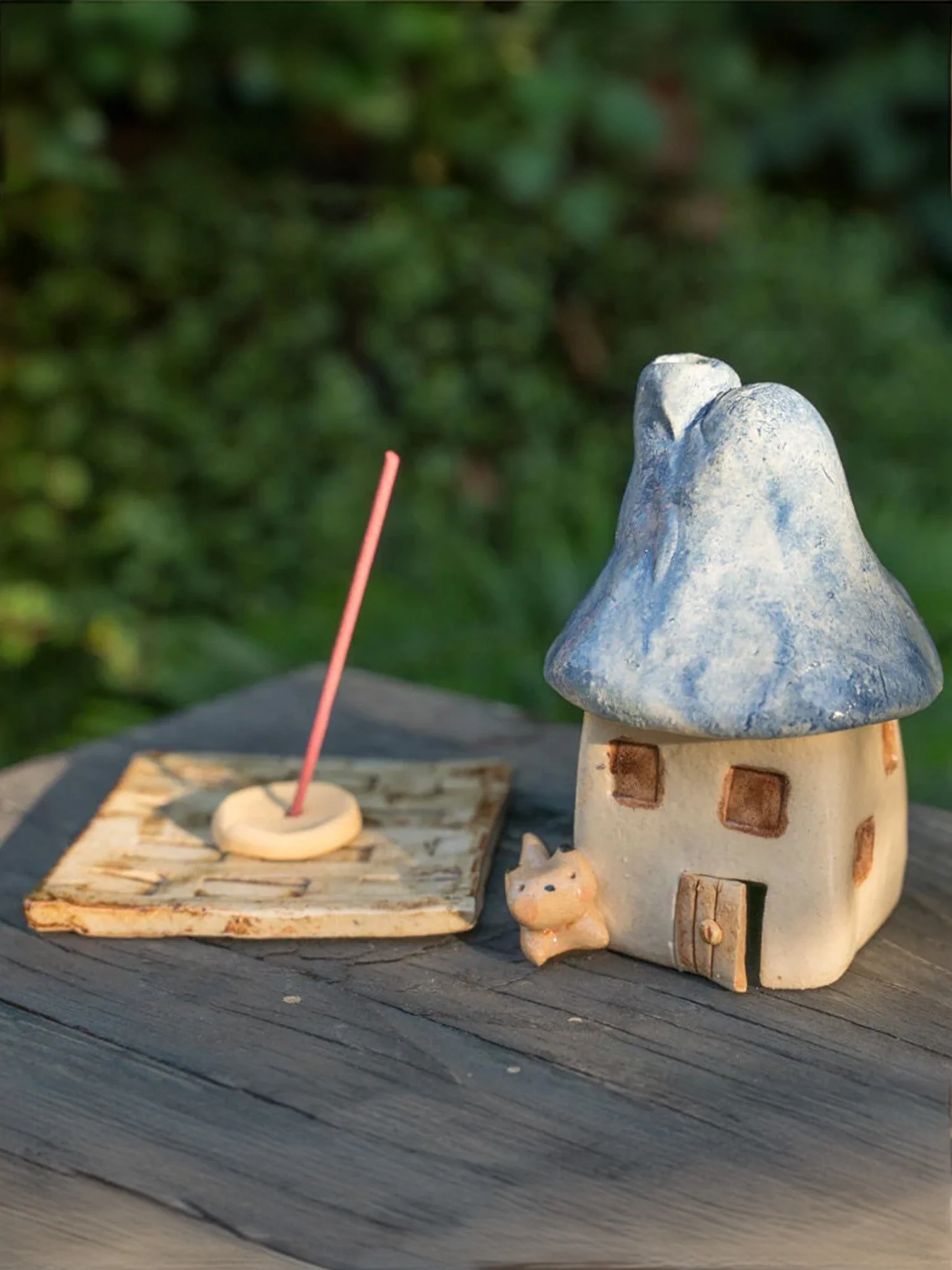 House with Chimney Incense Holder - Blue - Image 2