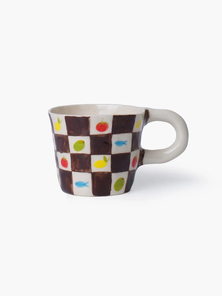 La Tavola Check Mug - Brown