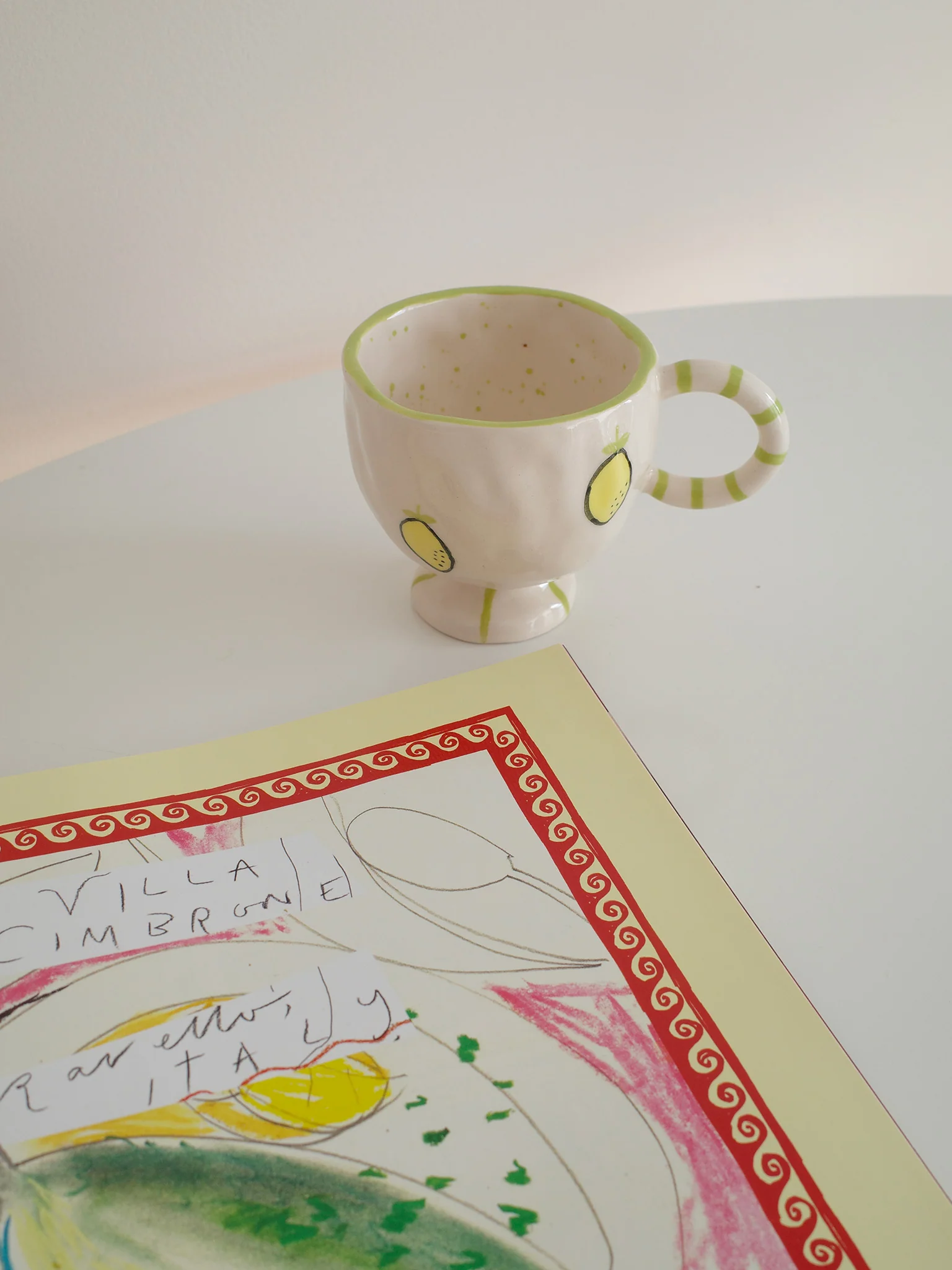 Lemon Footed Mug - Green Stripe - Image 3