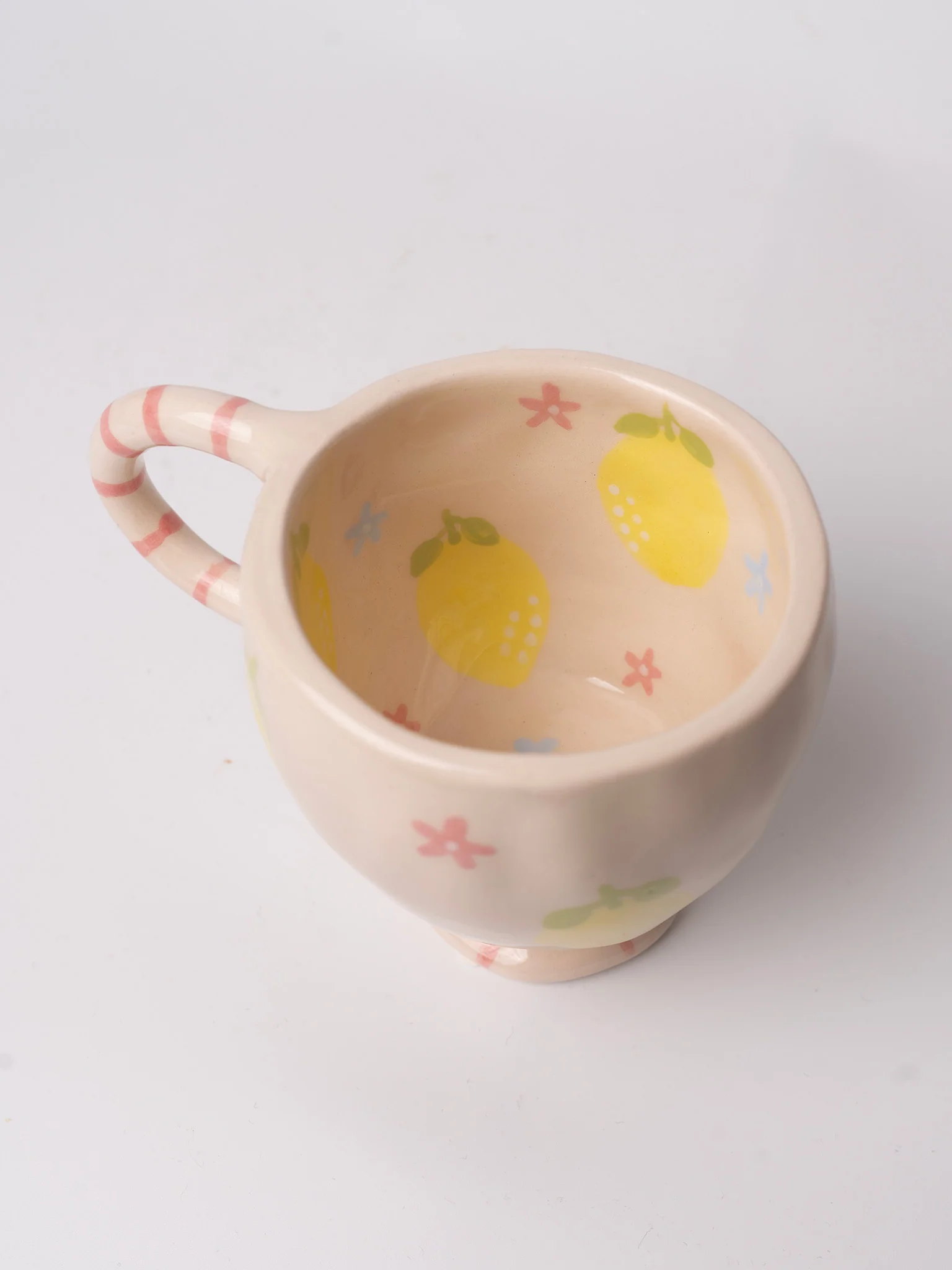 Lemon Footed Mug - Pink Stripe - Image 3