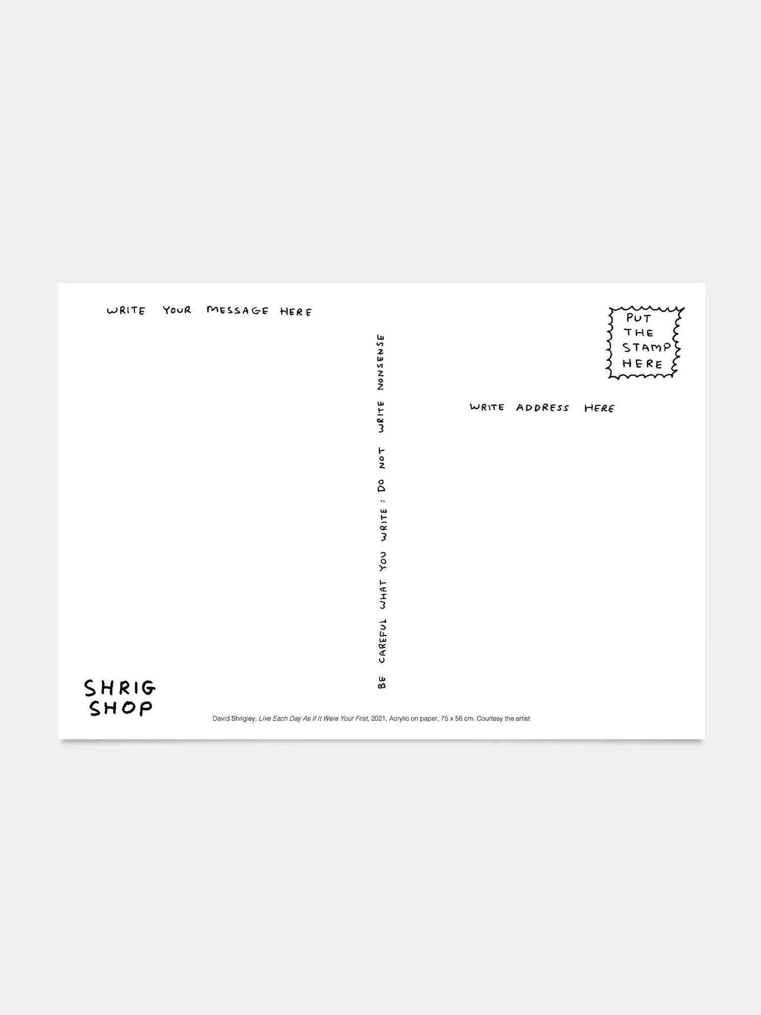 Live Each Day Postcard (A5) x David Shrigley - Image 2