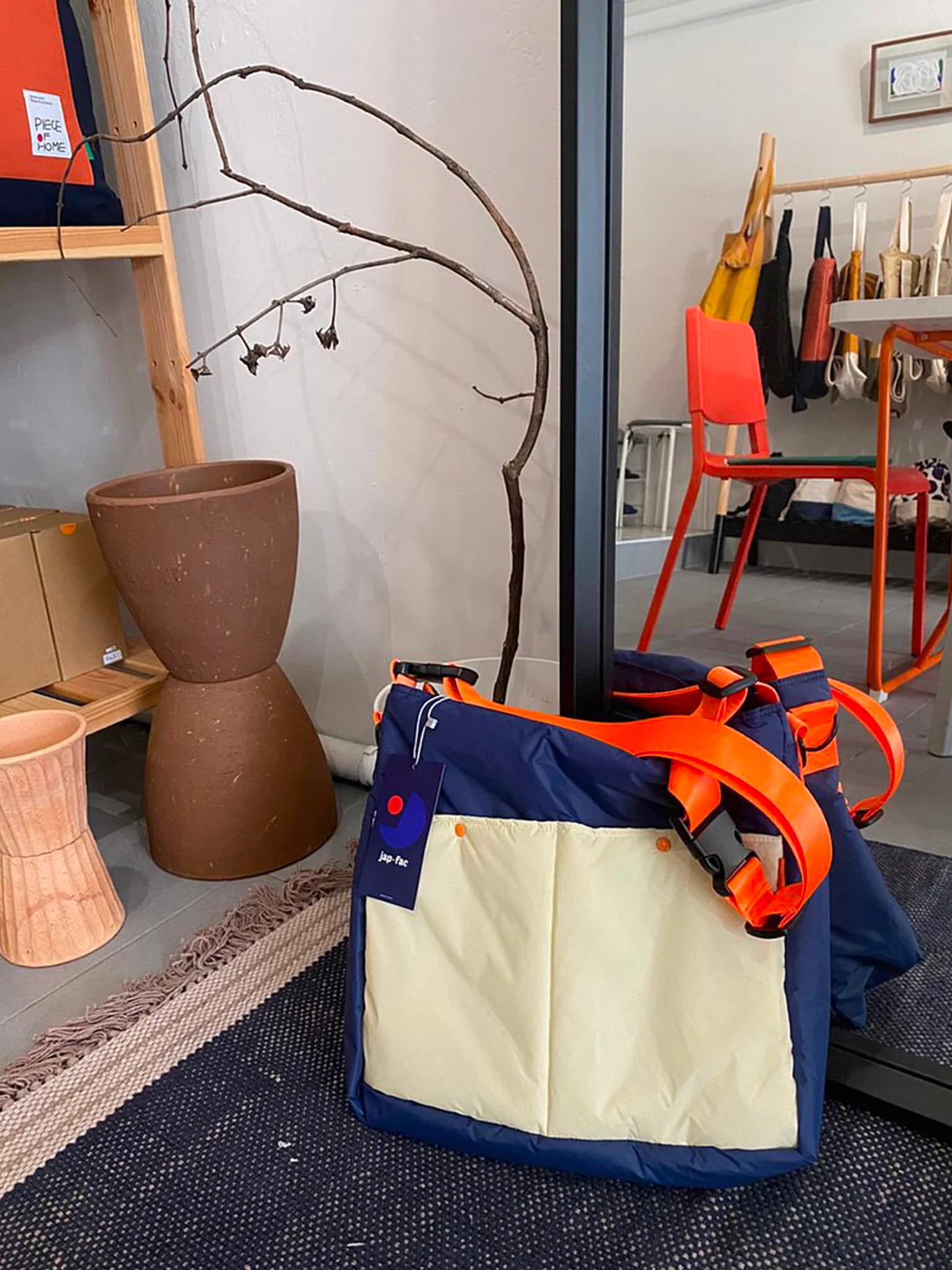 Lively Tote Bag - Navy & Orange - Image 4