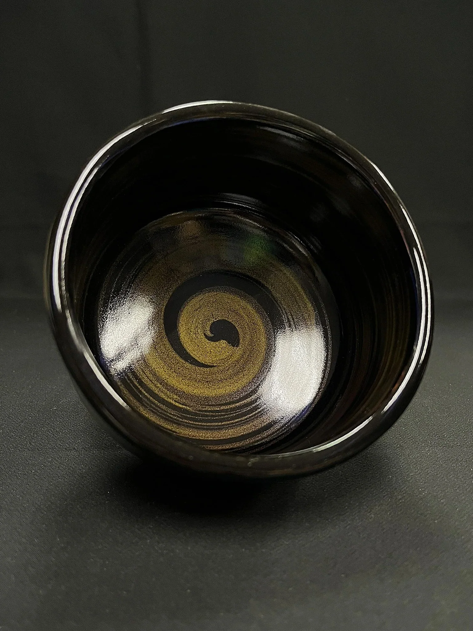 Matcha Bowl - Black Glazed Gold Painted - Image 2