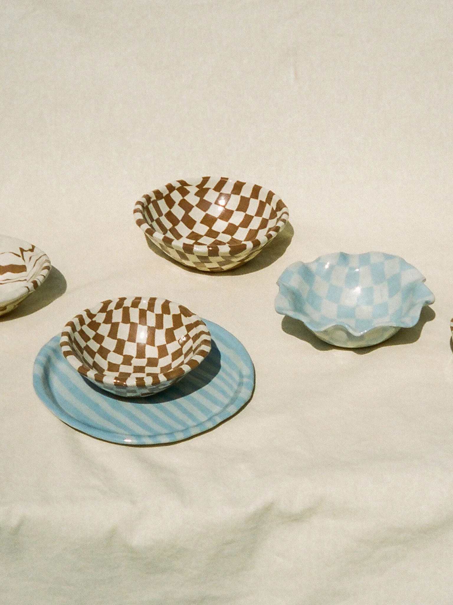 Medium Check Bowl (18cm) - Choco - Image 3