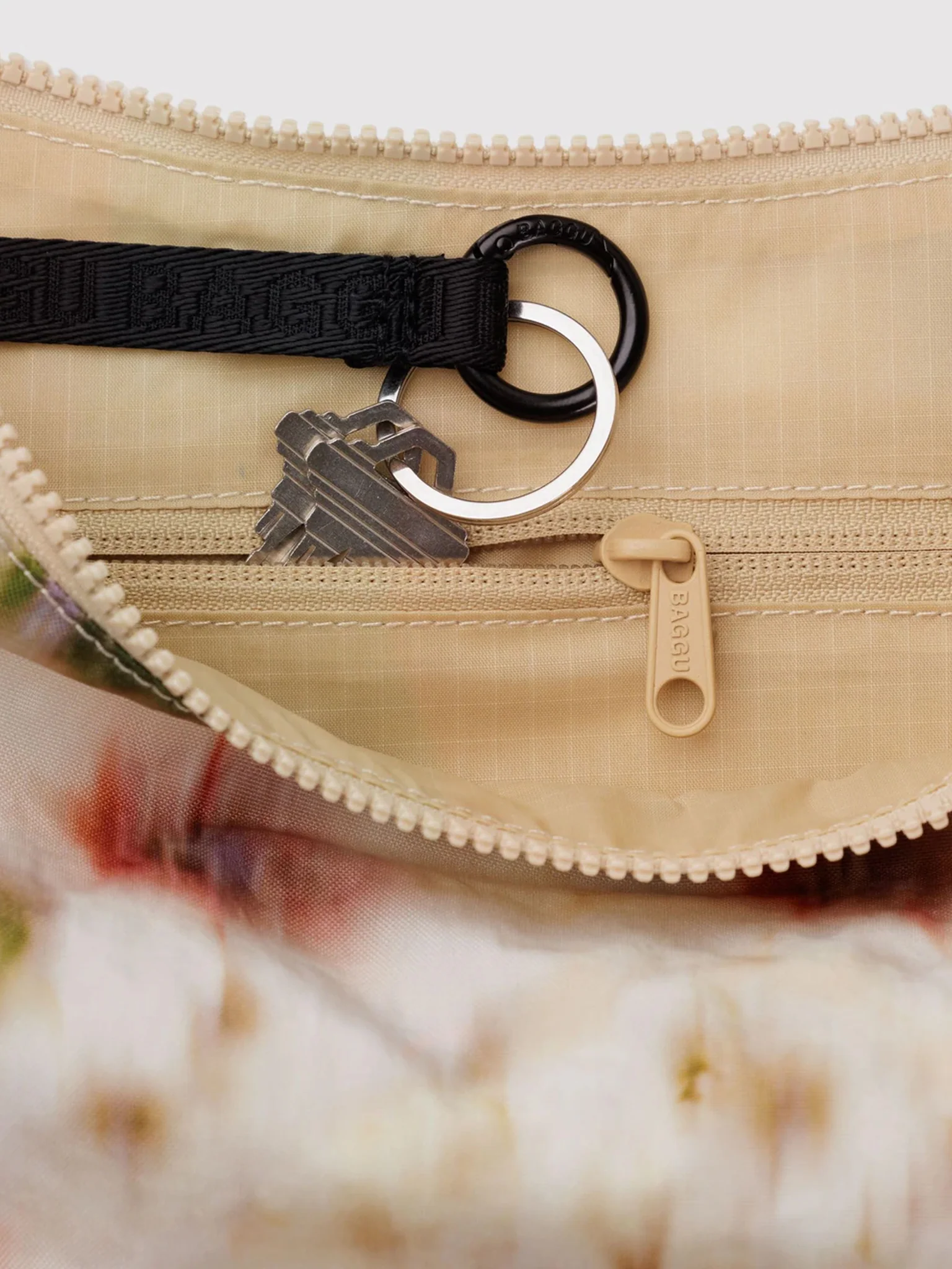 Medium Nylon Crescent Bag - Abstract Floral - Image 3