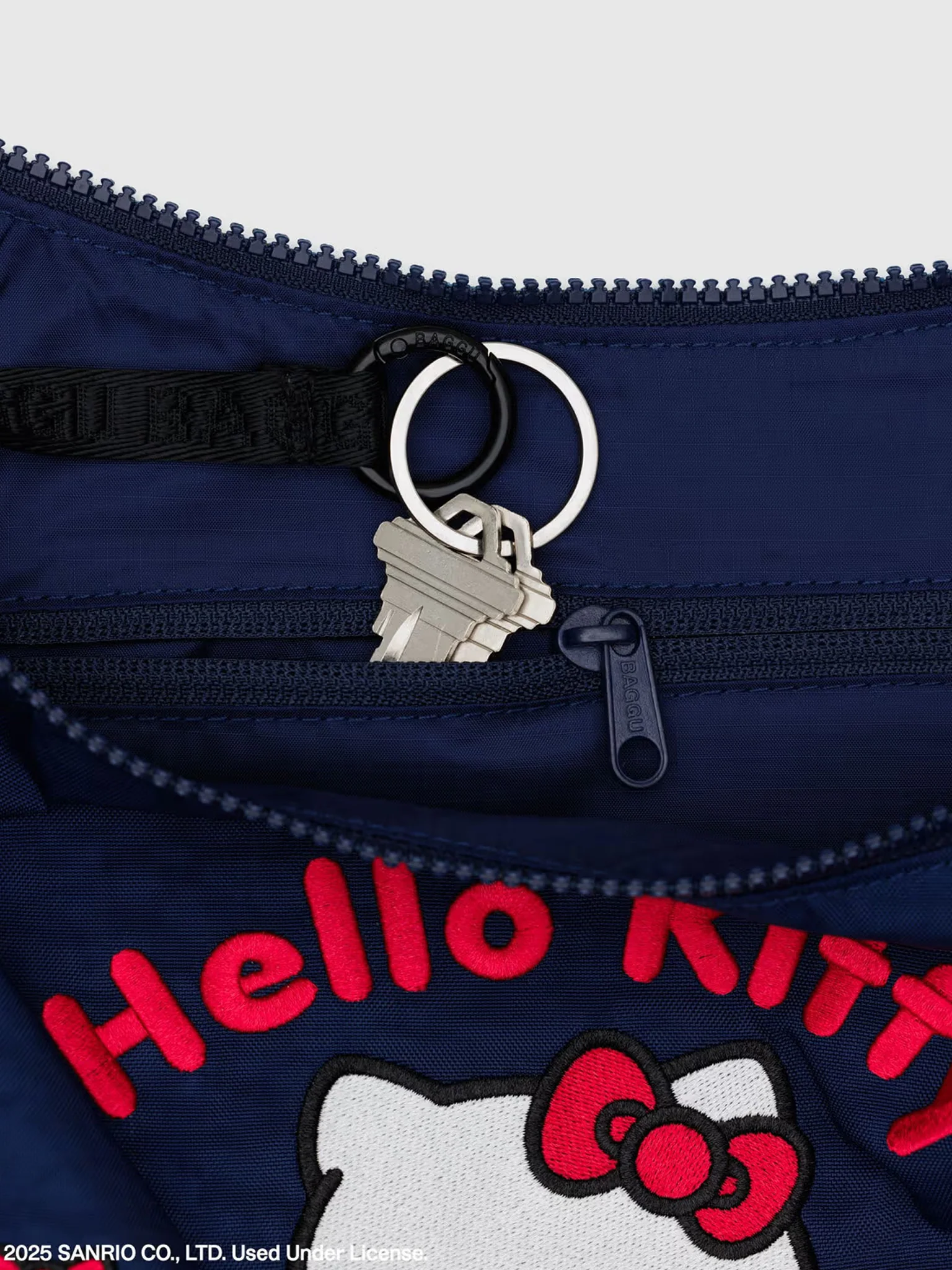 Medium Nylon Crescent Bag - Embroidered Hello Kitty & Teddy - Image 3