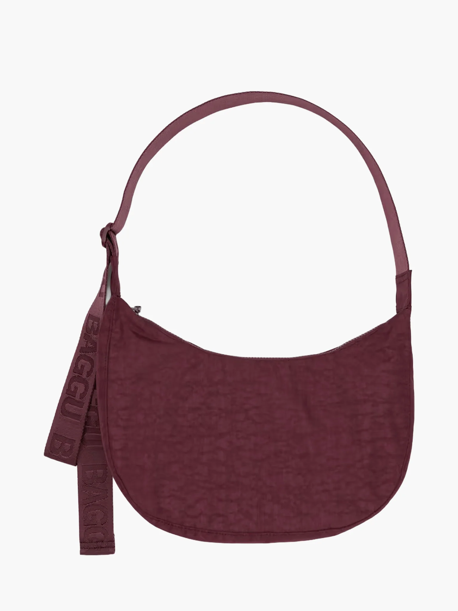 Medium Nylon Crescent Bag - Mahogany