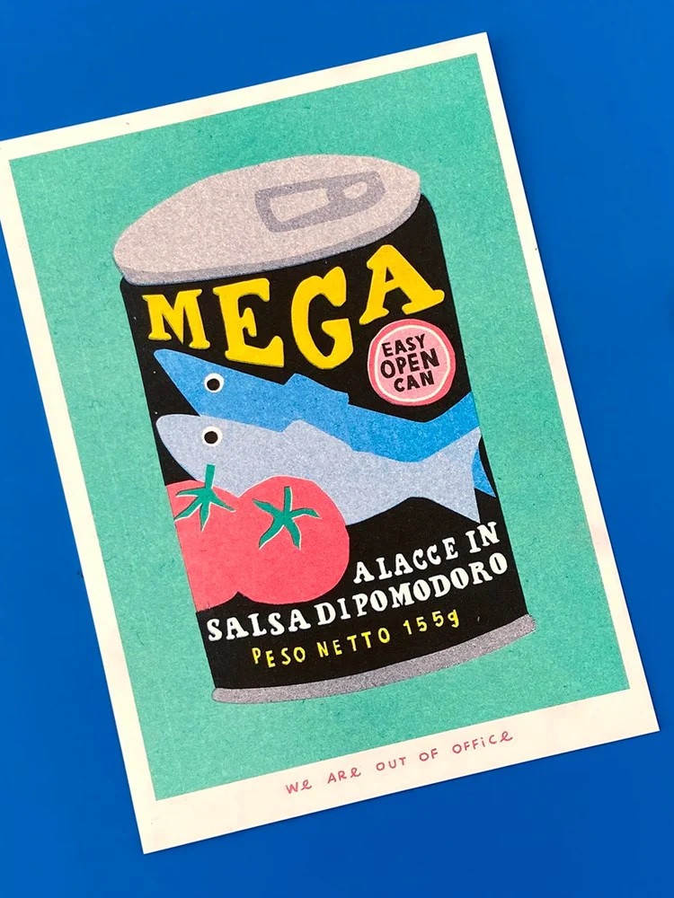 Mega Sardines Can - Risograph Print (13x18cm) - Image 2