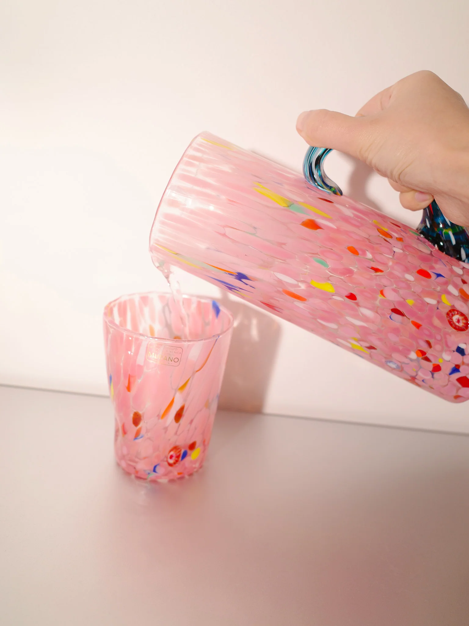 Murano Graniglia Glass Carafe - Pink - Image 3