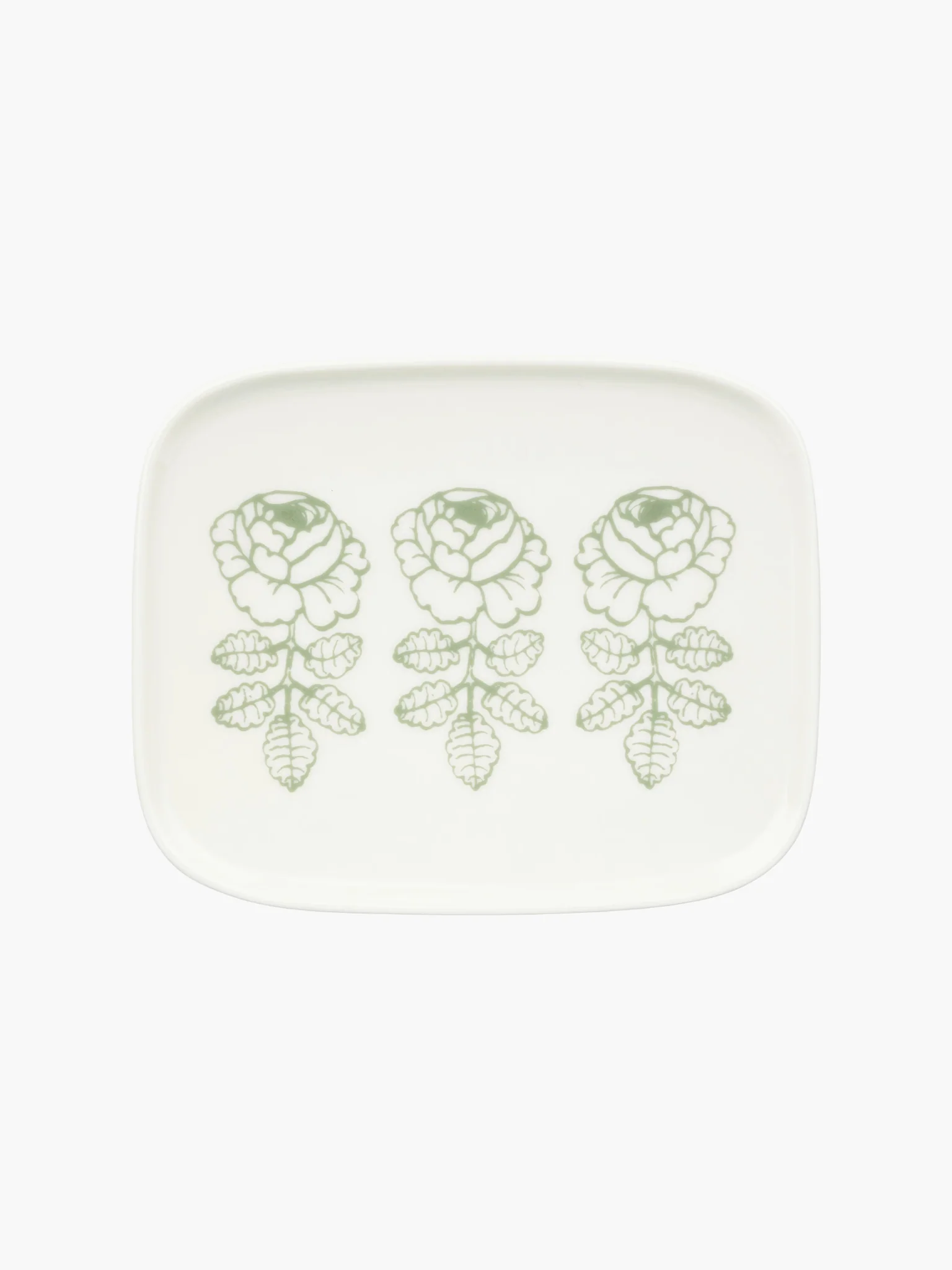 Oiva / Vihkiruusu Plate - White & Sage (15x12cm)