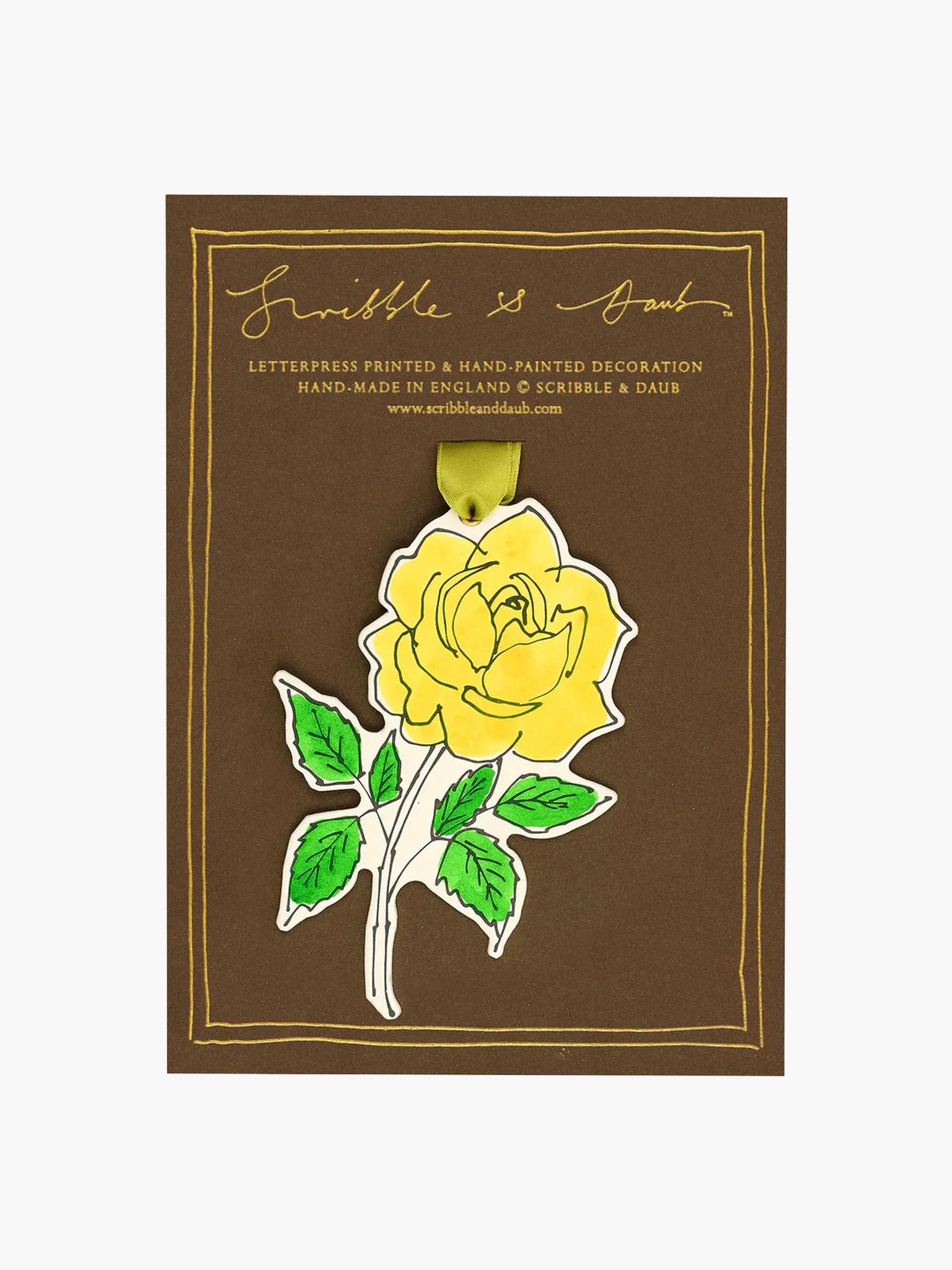 Ornamental Paper Gift Tag - Yellow Rose - Image 2