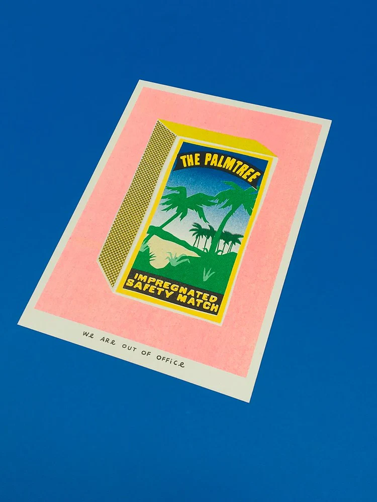 Palmtree Matchbox - Risograph Print (13x18cm) - Image 2