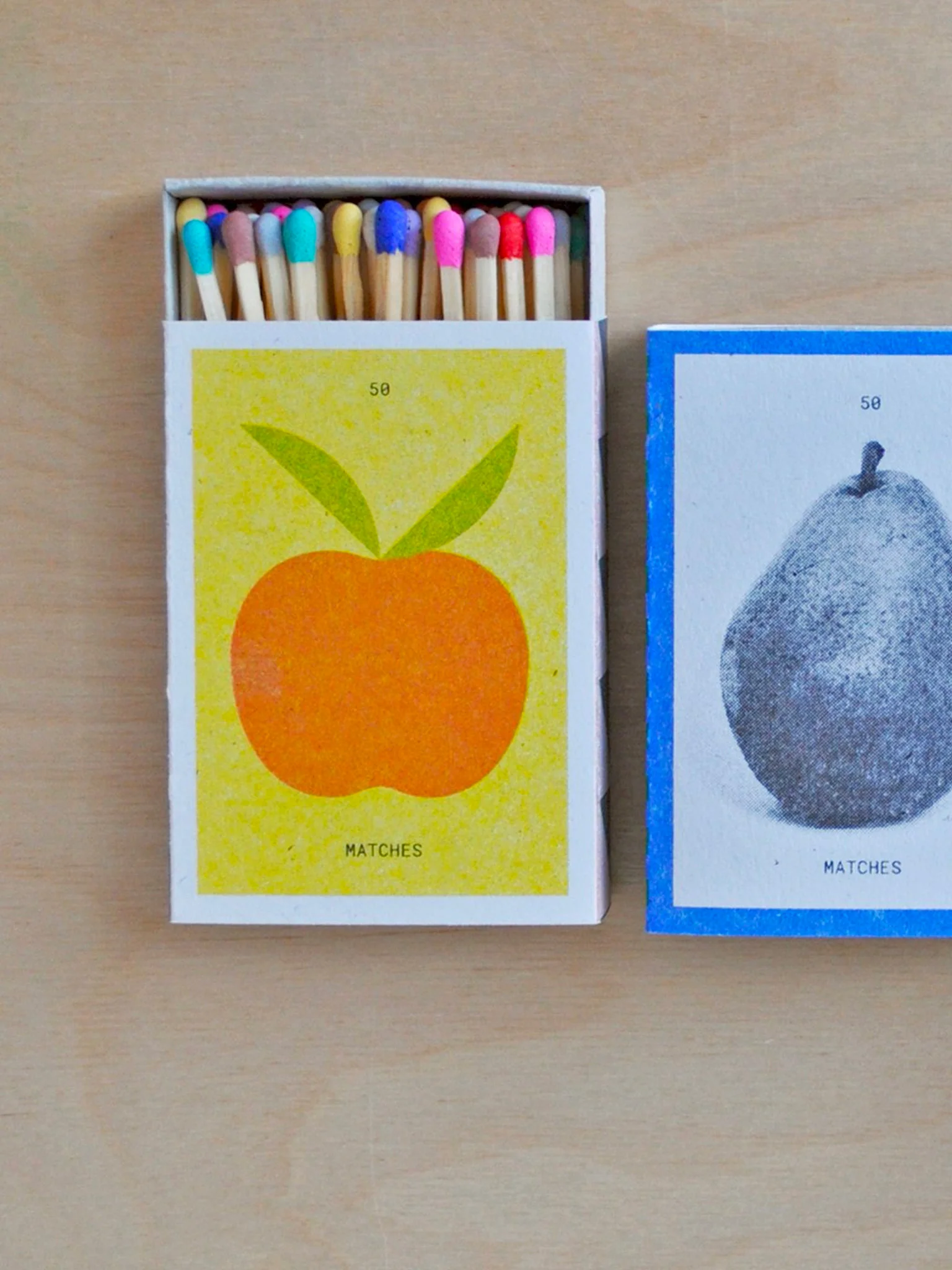 Risograph Printed Matchbox - Apple - Image 3
