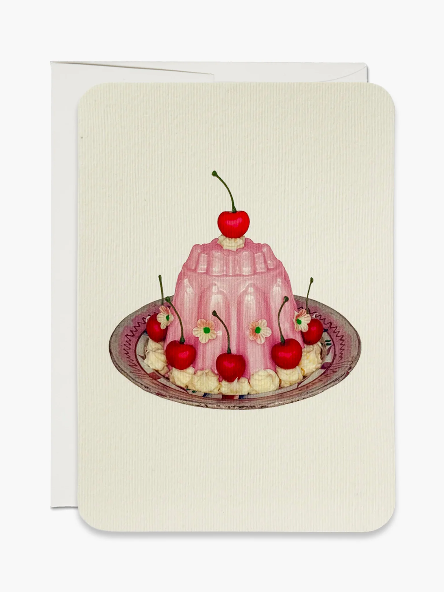 Cream Blancmange Card - Rose Petal