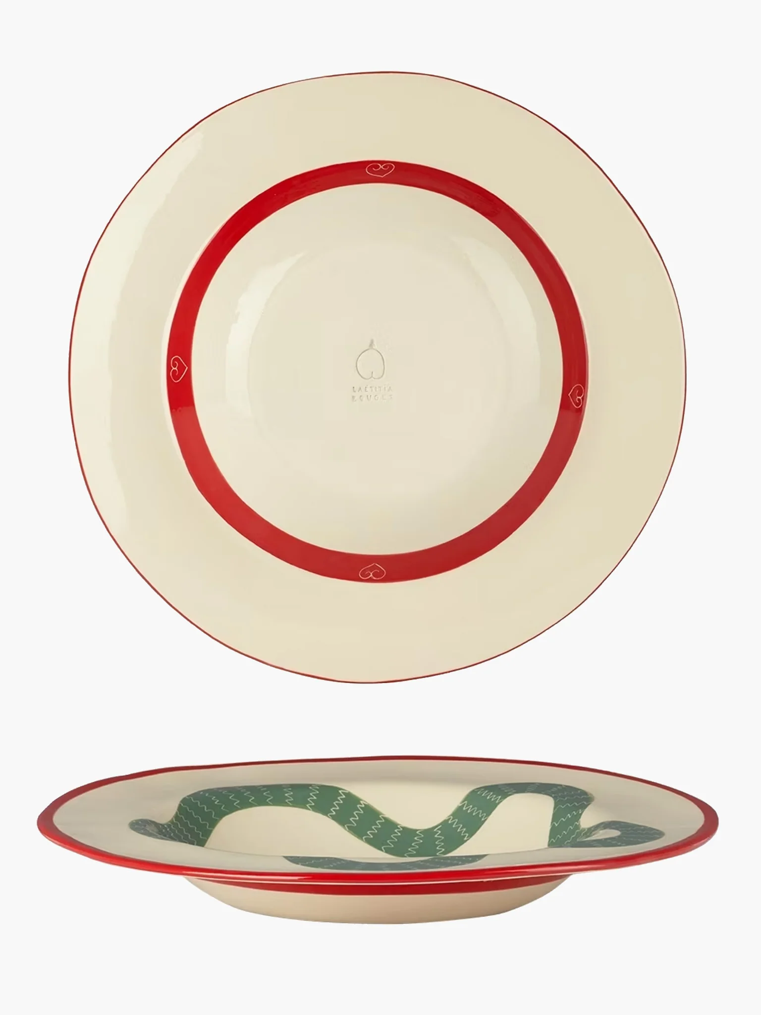 Sneaky Snake Plate (26cm) - Red & Khaki - Image 2