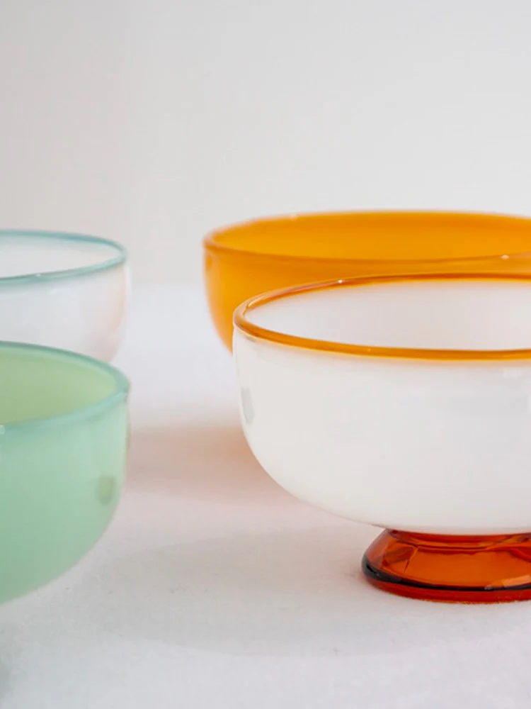 Snow Bowl - White with Amber Rim - Image 3