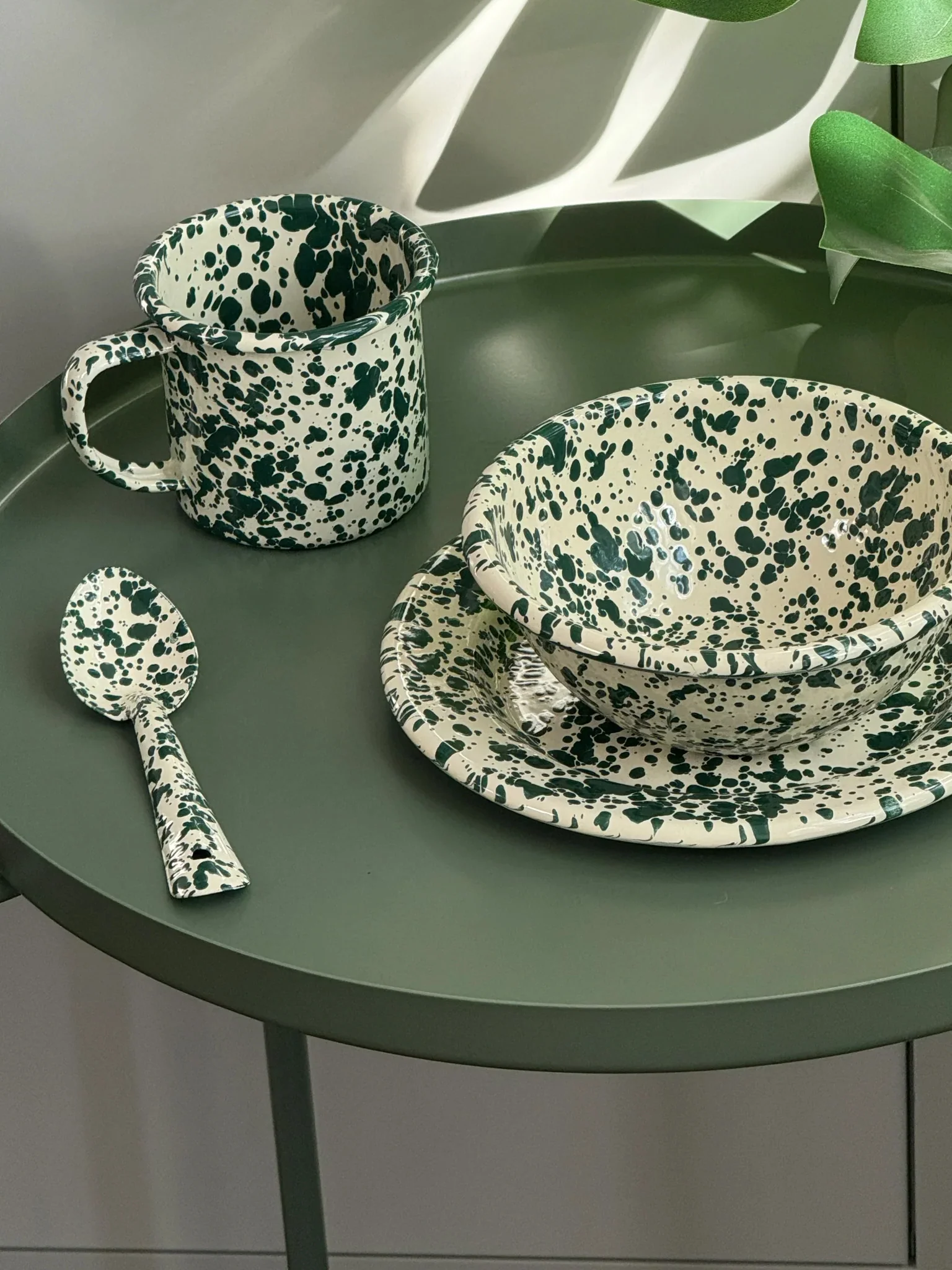 Splatter Small Spoon (15cm) - Green & Cream - Image 2
