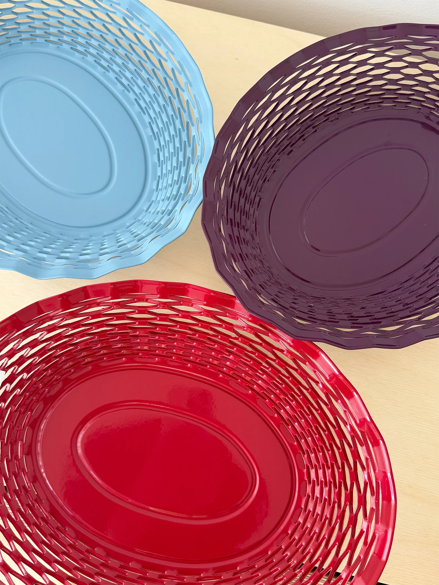 Stainless Steel Bread & Food Basket - Shiny Red - Image 2