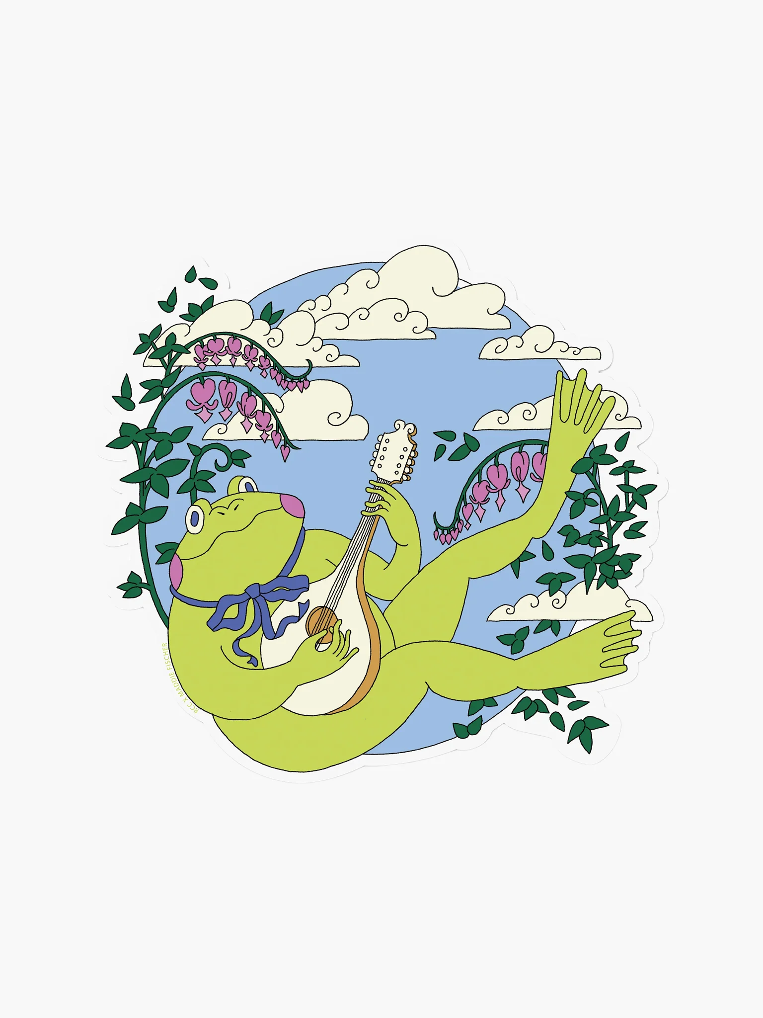 Strumming Frog Sticker