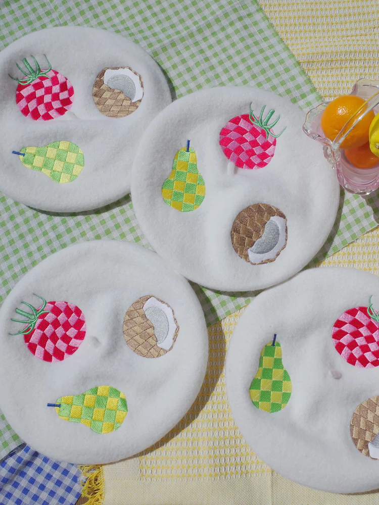 Tropical Checker Fruit Beret - Image 3
